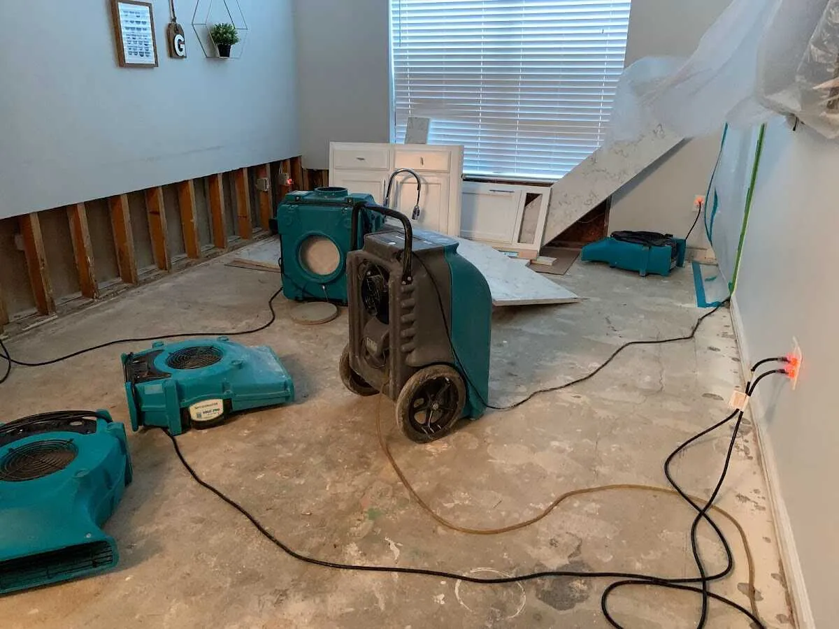 Dehumidifier in flood-cut room for Water Damage Restoration in Saraland